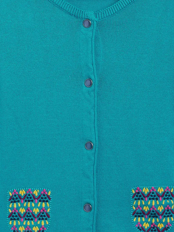 JWAAQ_Girls_Sea_Green__Cardigan_with_Embroidered