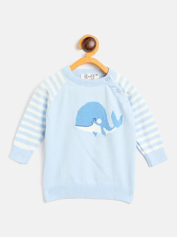JWAAQ_Cotton_Knit_Full_Sleeve_Baby_kids_unisex_Winter_2_pcs_set-Sky_Blue