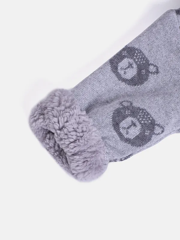 Grey_Infants_Full_Sleeve_Cotton_Fur_Lined_Romper_For___Kids