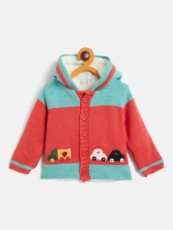 JWAAQ_Cotton_Knit_Full_Sleeve_Baby_kids_unisex_Winter_2_pcs_set_With_Fur_Lined-Orange