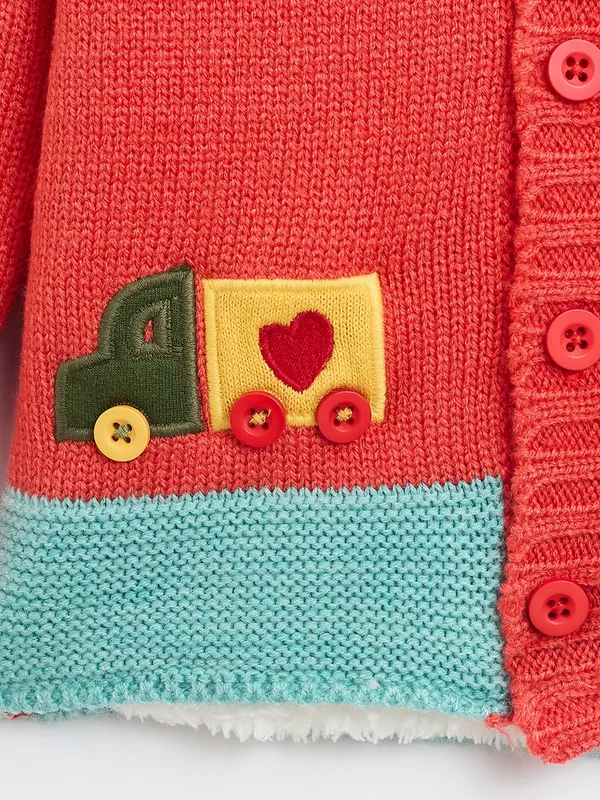 JWAAQ_Cotton_Knit_Full_Sleeve_Baby_kids_unisex_Winter_2_pcs_set_With_Fur_Lined-Orange