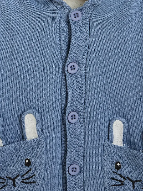 JWAAQ_Cotton_Knit_Full_Sleeve_Baby_kids_unisex_Winter_2_pcs_set_With_Fur_Lined-Blue