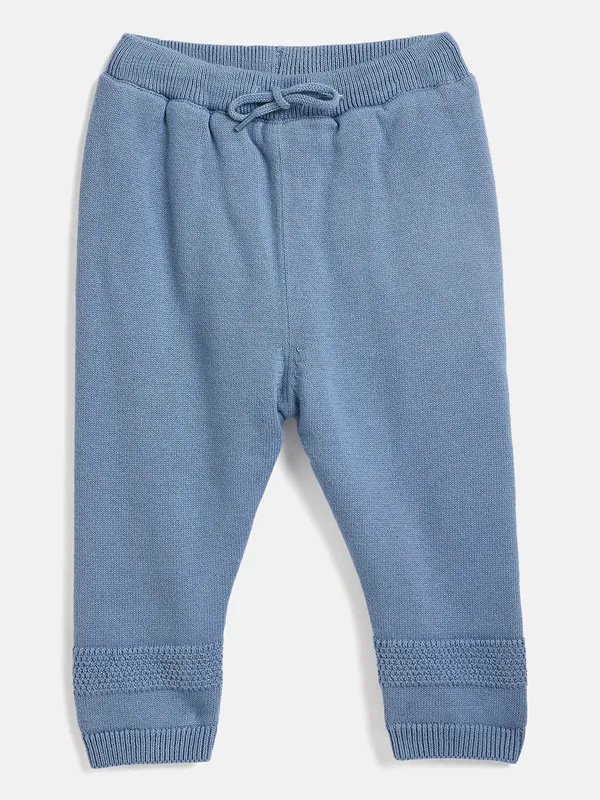 JWAAQ_Cotton_Knit_Full_Sleeve_Baby_kids_unisex_Winter_2_pcs_set_With_Fur_Lined-Blue
