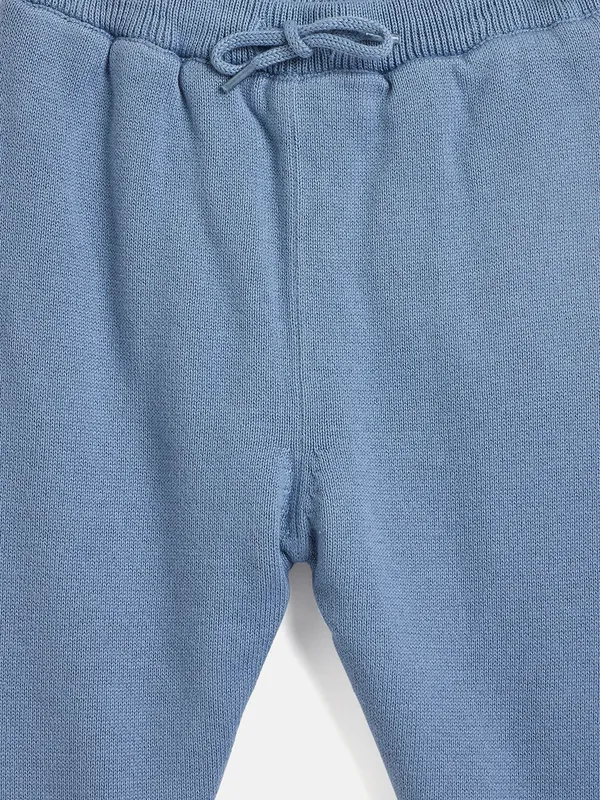 JWAAQ_Cotton_Knit_Full_Sleeve_Baby_kids_unisex_Winter_2_pcs_set_With_Fur_Lined-Blue