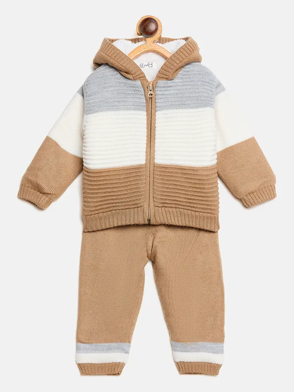 JWAAQ_Full_Sleeve_Baby_Kids_Unisex_Winter_2_Pcs_Set_With_Faux_Fur_-_Brown