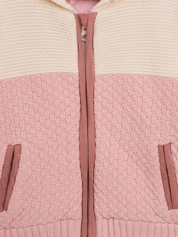 JWAAQ_Cotton_Knit_Full_Sleeve_Color_Blocked_Baby_kids_unisex_Winter_2_pcs_set_With_Fur_Lined-Pink