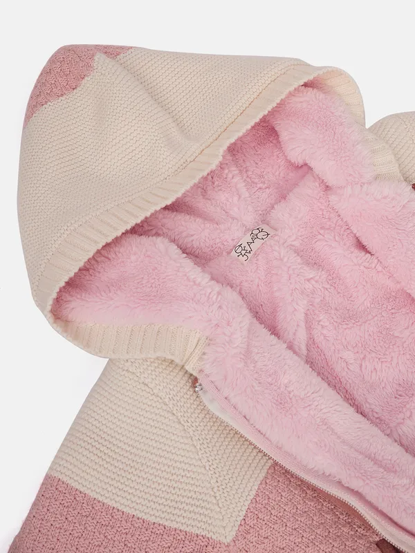 JWAAQ_Cotton_Knit_Full_Sleeve_Color_Blocked_Baby_kids_unisex_Winter_2_pcs_set_With_Fur_Lined-Pink