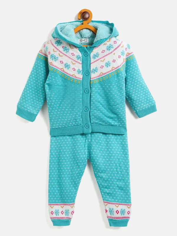 2-Piece_Green_Full_Sleeve_Cotton_Faux_Fur_Winter_Set_For_Girls