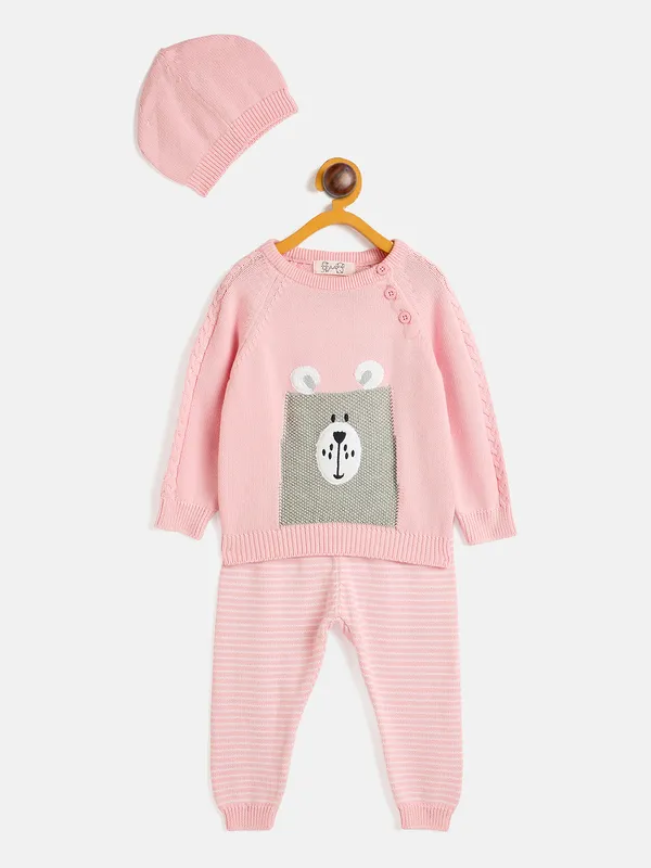 JWAAQ_Baby_kids_Unisex_Winter_Full_Sleeve_3_pcs_set_with_Cap-_Pink