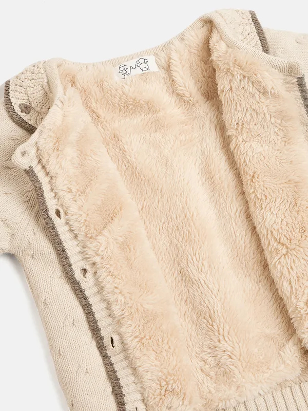 JWAAQ_Cotton_Knit_Full_Sleeve_Baby_kids_unisex_Winter_2_pcs_set_With_Fur_Lined-Oatmeal