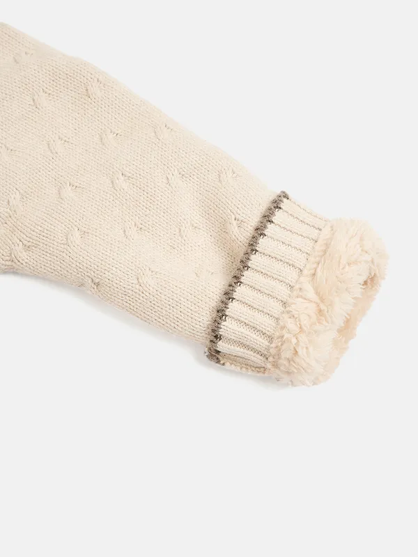JWAAQ_Cotton_Knit_Full_Sleeve_Baby_kids_unisex_Winter_2_pcs_set_With_Fur_Lined-Oatmeal