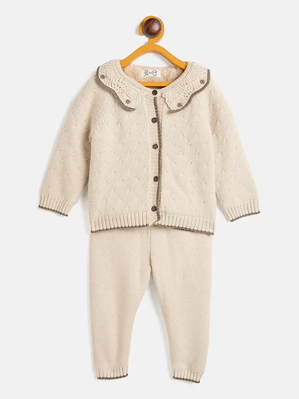 JWAAQ_Cotton_Knit_Full_Sleeve_Baby_kids_unisex_Winter_2_pcs_set_With_Fur_Lined-Oatmeal