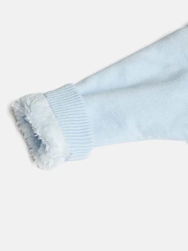 JWAAQ_Cotton_Knit_Full_Sleeve_Baby_kids_unisex_Winter_2_pcs_set_With_Fur_Lined-Blue