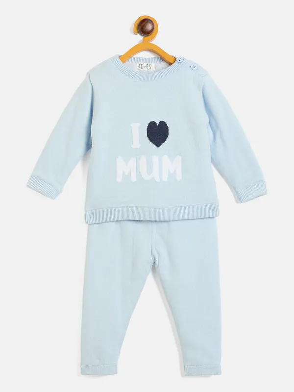 JWAAQ_Cotton_Knit_Full_Sleeve_Baby_kids_unisex_Winter_2_pcs_set_With_Fur_Lined-Blue