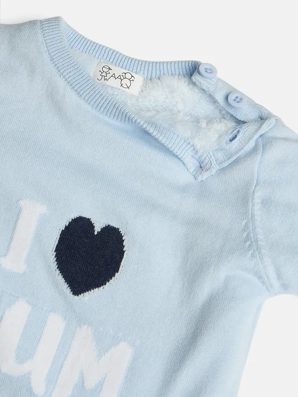 JWAAQ_Cotton_Knit_Full_Sleeve_Baby_kids_unisex_Winter_2_pcs_set_With_Fur_Lined-Blue