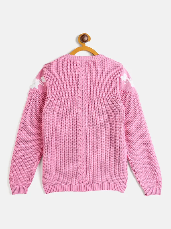 JWAAQ_Girls_Floral_Embroidered_Pure_Cotton_Pullover_Sweater
