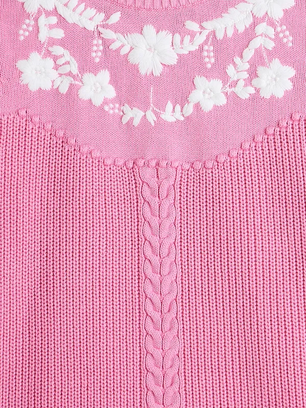 JWAAQ_Girls_Floral_Embroidered_Pure_Cotton_Pullover_Sweater