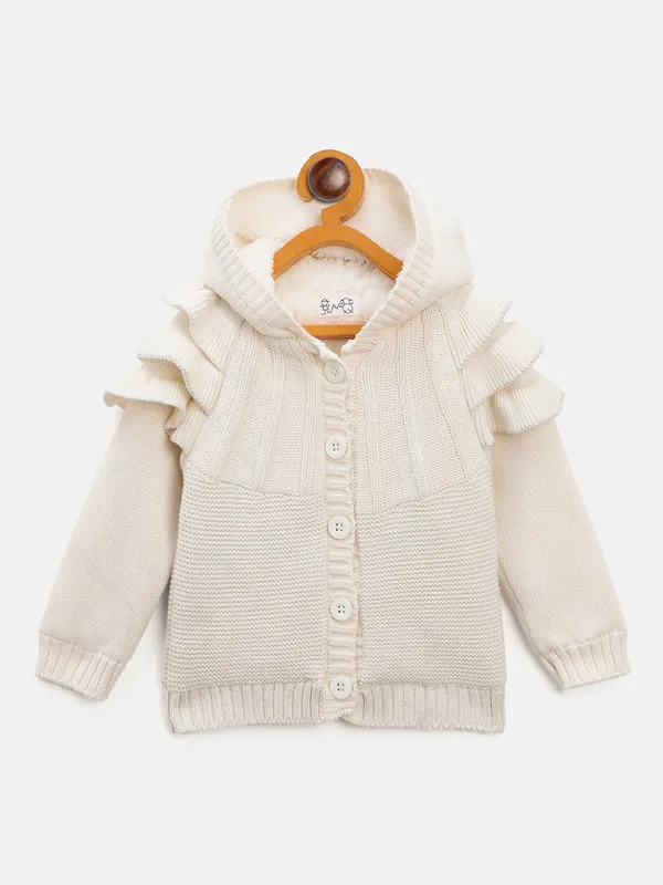 JWAAQ_Cotton_Knit_Full_Sleeve_Frilled_Baby_kids_Girls_Winter_2_pcs_set_With_Fur_Lined-White