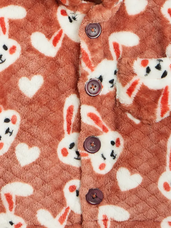 JWAAQ_Fur_Knited_Fabric_Full_Sleeve_Self_Printed_Baby_kids_unisex_Winter_2_pcs_set-Rust