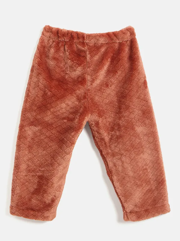 JWAAQ_Fur_Knited_Fabric_Full_Sleeve_Self_Printed_Baby_kids_unisex_Winter_2_pcs_set-Rust