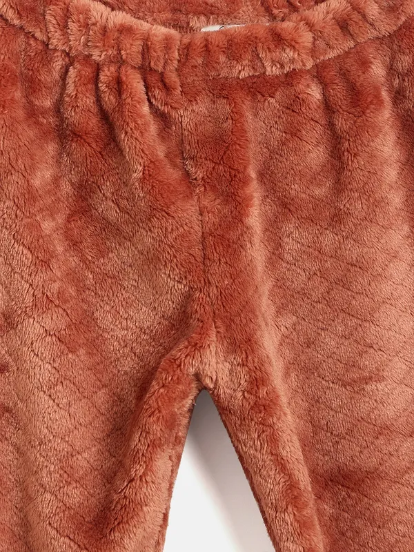 JWAAQ_Fur_Knited_Fabric_Full_Sleeve_Self_Printed_Baby_kids_unisex_Winter_2_pcs_set-Rust