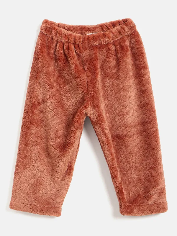 JWAAQ_Fur_Knited_Fabric_Full_Sleeve_Self_Printed_Baby_kids_unisex_Winter_2_pcs_set-Rust