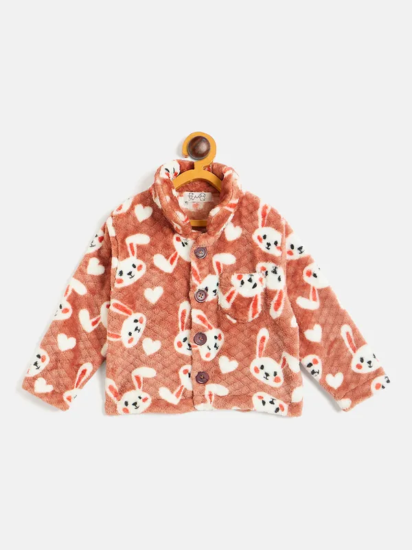 JWAAQ_Fur_Knited_Fabric_Full_Sleeve_Self_Printed_Baby_kids_unisex_Winter_2_pcs_set-Rust