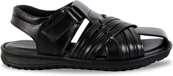 Black_Leather_Solid_Leather_Stylish_&_Comfortable_Slip-on_Sandal_For_Men