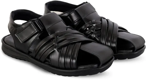 Black_Leather_Solid_Leather_Stylish_&_Comfortable_Slip-on_Sandal_For_Men