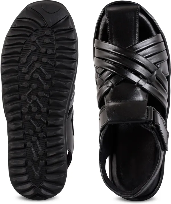 Black_Leather_Solid_Leather_Stylish_&_Comfortable_Slip-on_Sandal_For_Men