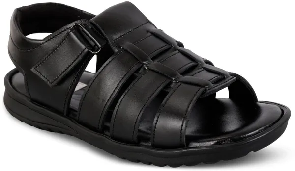 Black_Leather_Solid_Leather_Stylish_&_Comfortable_Slip-on_Sandal_For_Men