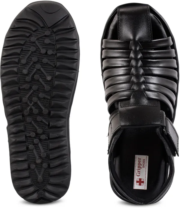 Black_Leather_Solid_Leather_Stylish_&_Comfortable_Slip-on_Sandal_For_Men