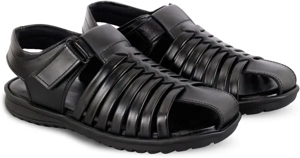 Black_Leather_Solid_Leather_Stylish_&_Comfortable_Slip-on_Sandal_For_Men