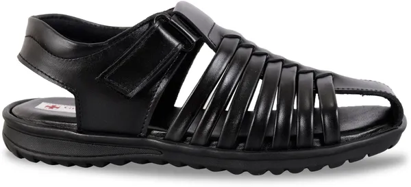 Black_Leather_Solid_Leather_Stylish_&_Comfortable_Slip-on_Sandal_For_Men