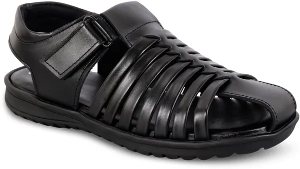 Black_Leather_Solid_Leather_Stylish_&_Comfortable_Slip-on_Sandal_For_Men