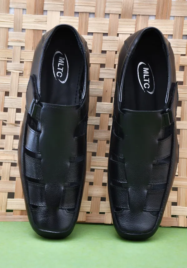 Black_Leather_Solid_Leather_Stylish_&_Comfortable_Slip-on_Sandal_For_Men