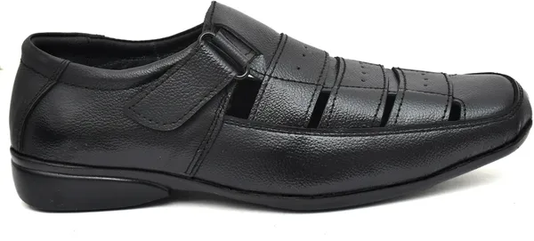 Black_Leather_Solid_Leather_Stylish_&_Comfortable_Slip-on_Sandal_For_Men