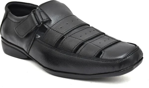Black_Leather_Solid_Leather_Stylish_&_Comfortable_Slip-on_Sandal_For_Men