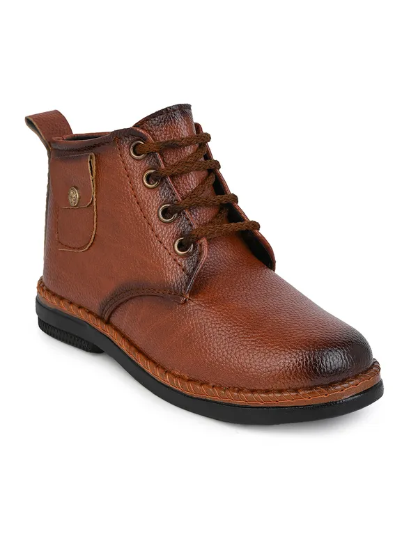 Premium_Tan_Leather_Lightweight_Lace-Up_Boots_For_Boys