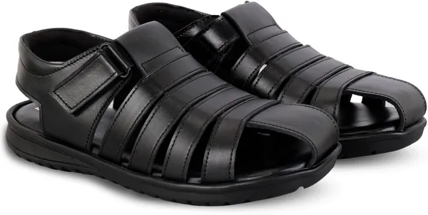 Black_Leather_Solid_Leather_Stylish_&_Comfortable_Slip-on_Sandal_For_Men