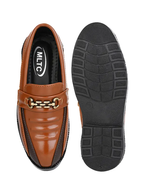 Tan_Genuine_Leather_Premium_Metal_Chain_Loafers_For_Boys