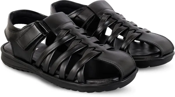 Black_Leather_Solid_Leather_Stylish_&_Comfortable_Slip-on_Sandal_For_Men