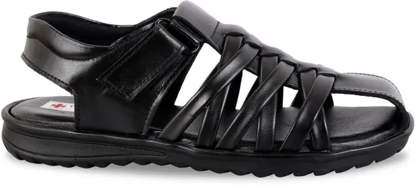 Black_Leather_Solid_Leather_Stylish_&_Comfortable_Slip-on_Sandal_For_Men