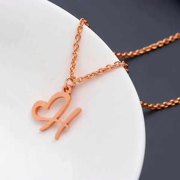Rose_Gold_Plated_Cursive_Initial_Heart_Shape_Name_Pendant_With_Chain_For_Unisex
