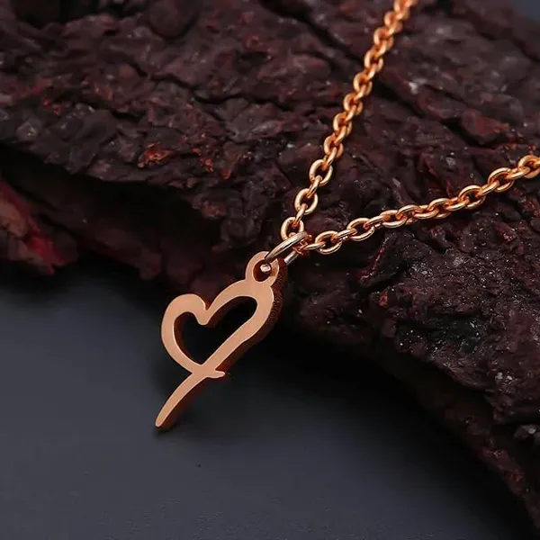 Rose_Gold_Plated_Cursive_Initial_Heart_Shape_Name_Pendant_With_Chain_For_Unisex