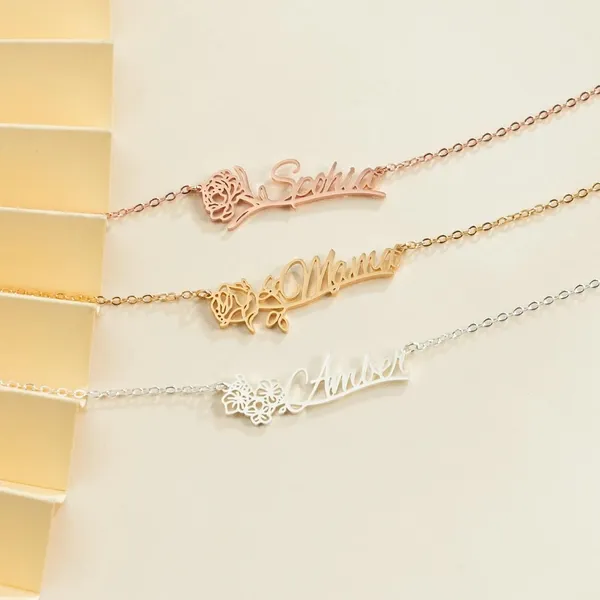 Customizable_Gold_Plated_Name_Engraved_With_Birth_Flower_Unisex_Necklace_