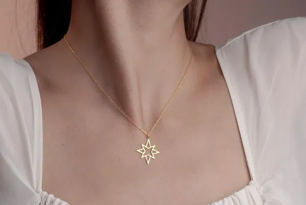 Rose_Gold_Plated_North_Star_Personalised_Necklace_To_Any_Design_For_Unisex