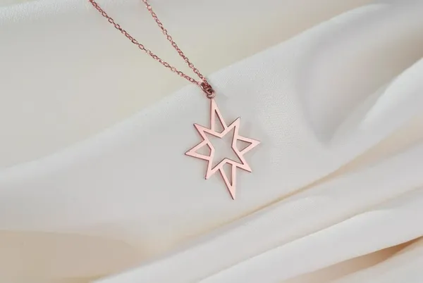 Rose_Gold_Plated_North_Star_Personalised_Necklace_To_Any_Design_For_Unisex