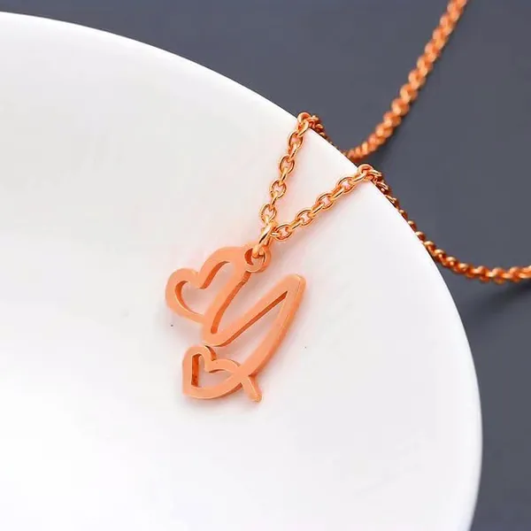 Rose_Gold_Plated_Cursive_Initial_Heart_Shape_Name_Pendant_With_Chain_For_Unisex