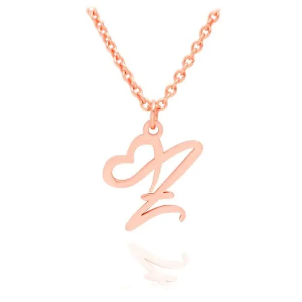 Rose_Gold_Plated_Cursive_Initial_Heart_Shape_Pendant_With_Chain_For_Unisex
